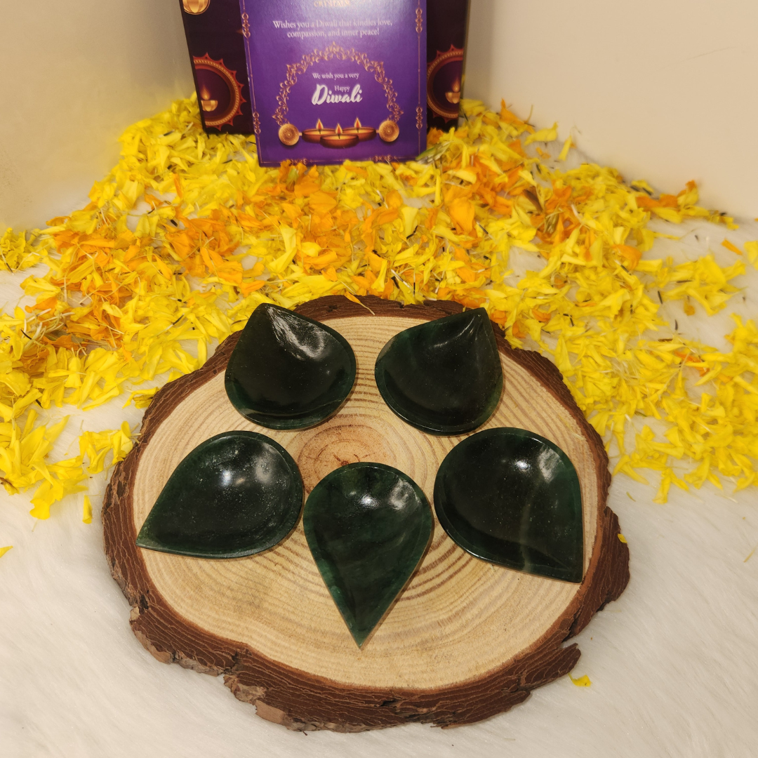 Green Jade Crystal Diya