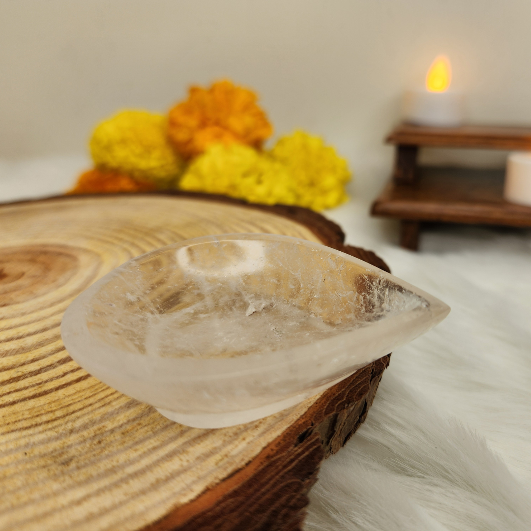 Clear Quartz Crystal Diya