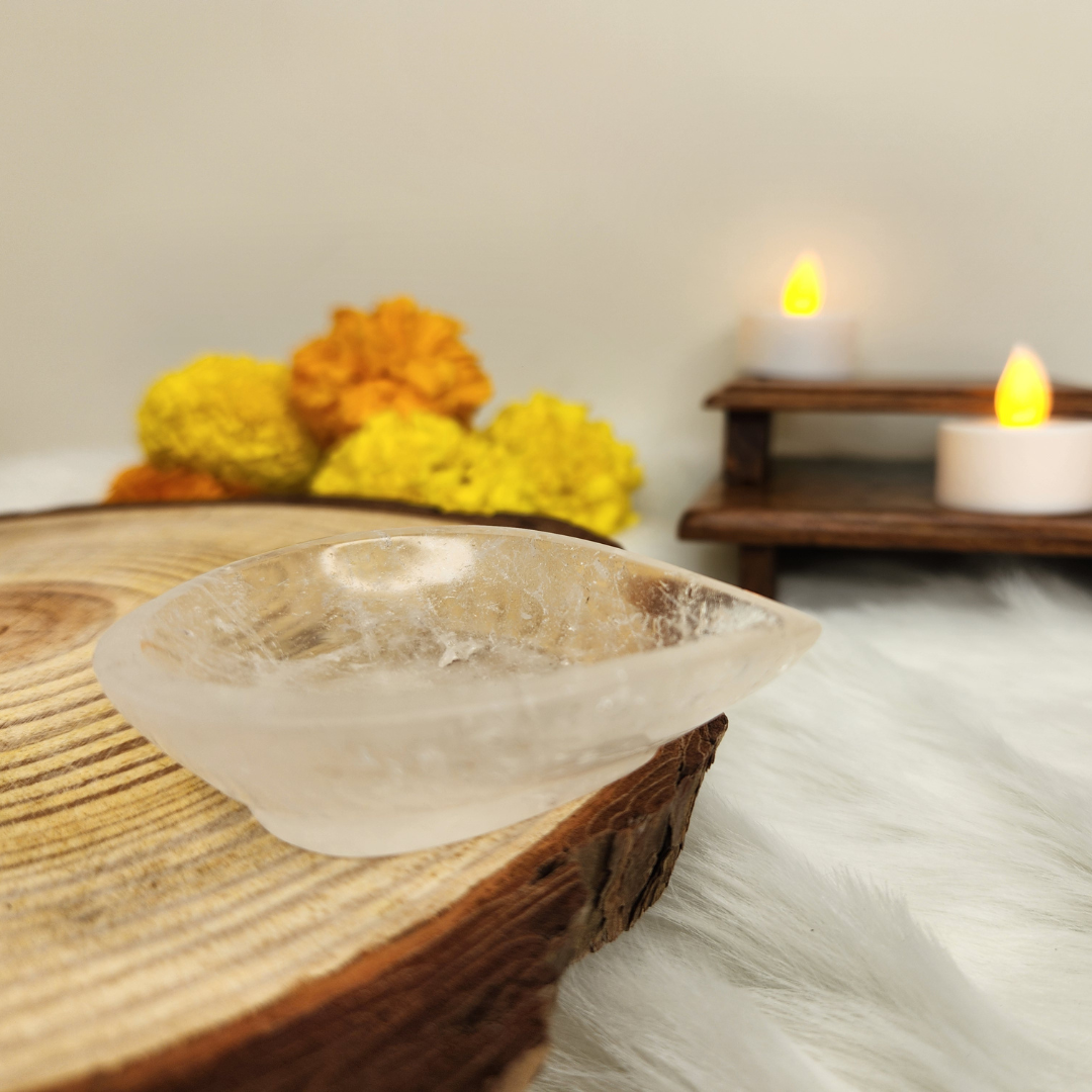 Clear Quartz Crystal Diya