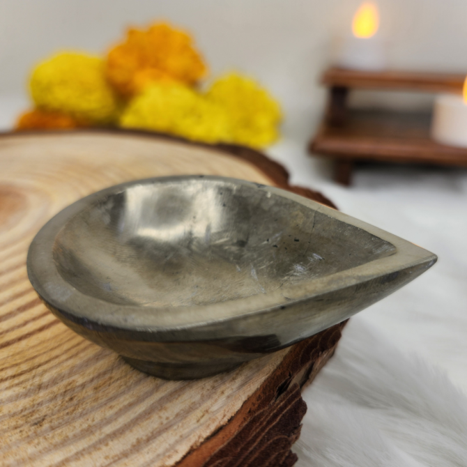 Pyrite Crystal Diya
